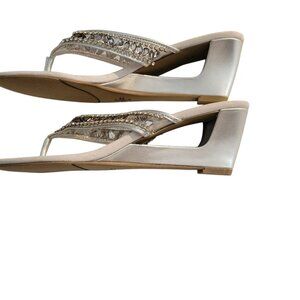 Silver Bling Sandals ,"Fun Time" Embellished Wedge